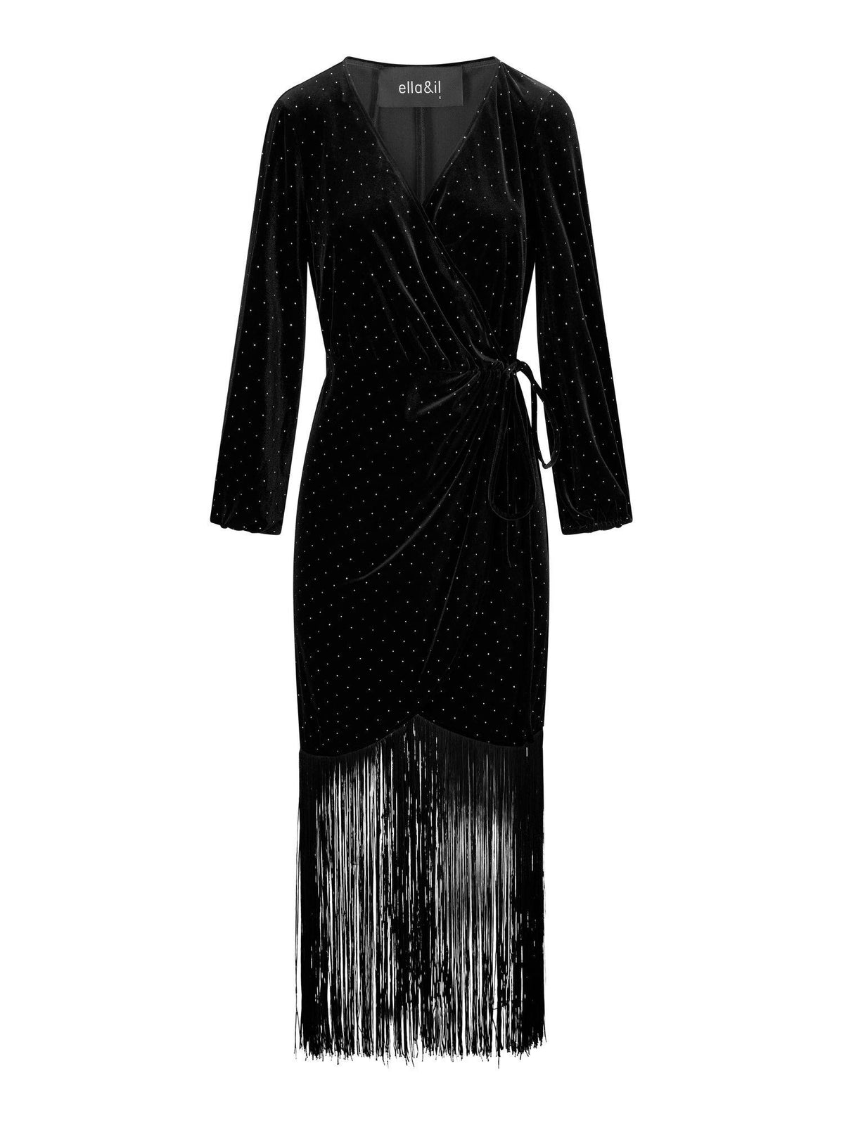 Sine Stud Velour Dress Black