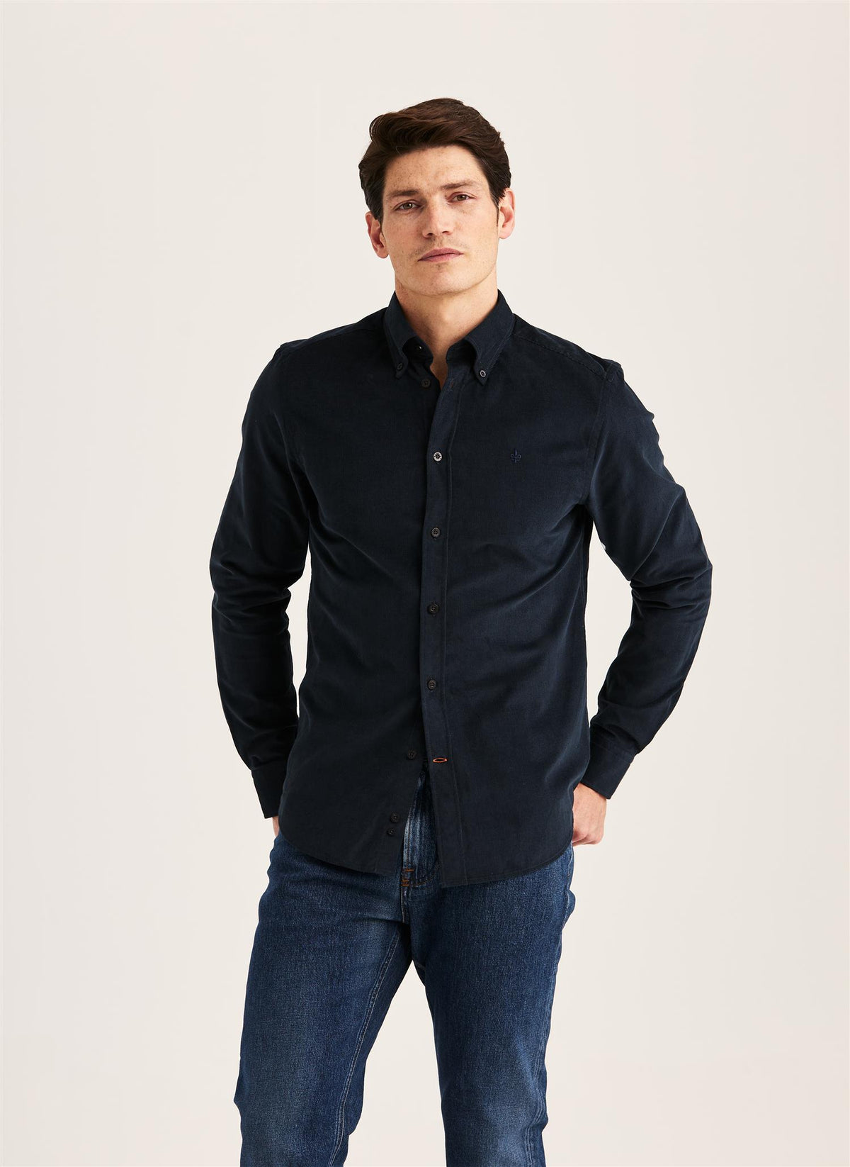 Douglas Cord Shirt-Slim Fit Blue
