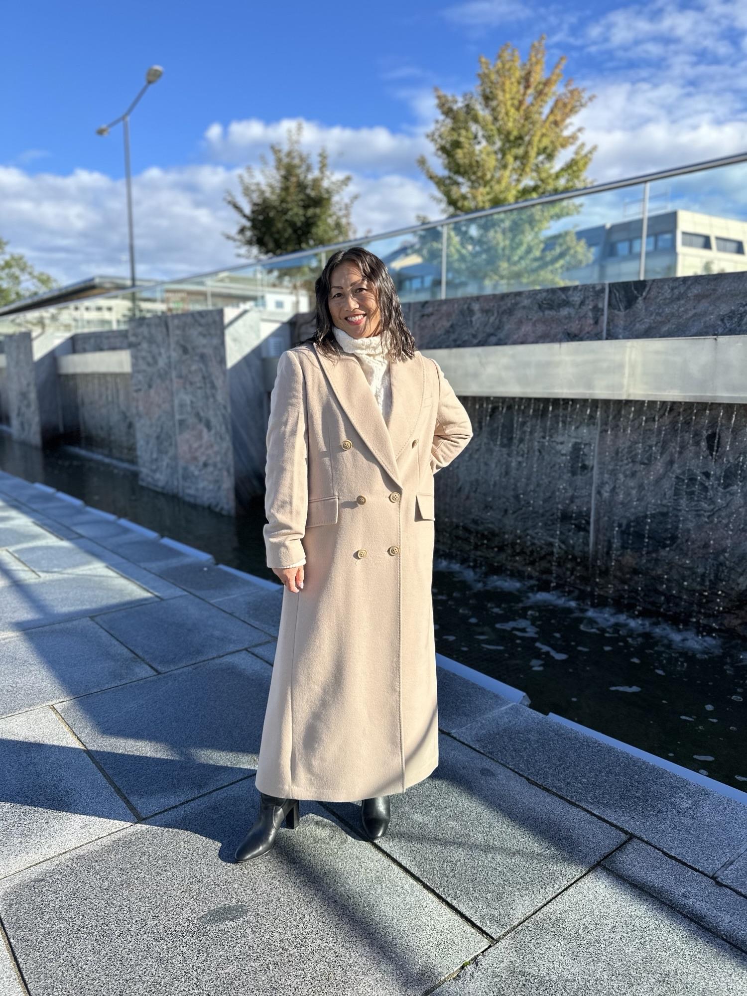 Cashmere Coat W Sedum X Long Light Camel
