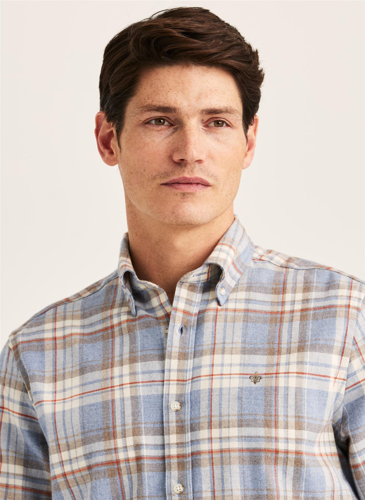Happy Flannel Check Shirt-Classic Fit Blue