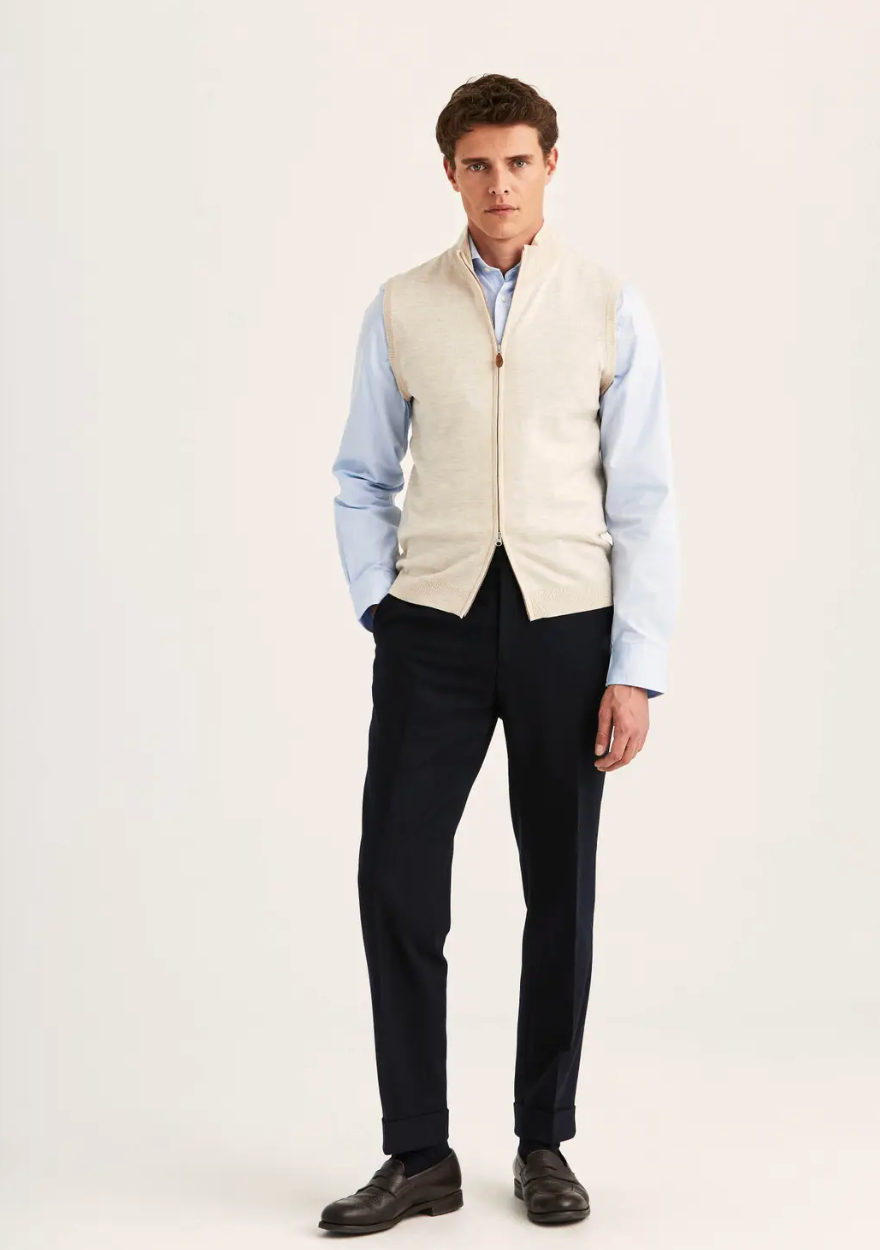 Merino Zip Vest Offwhite