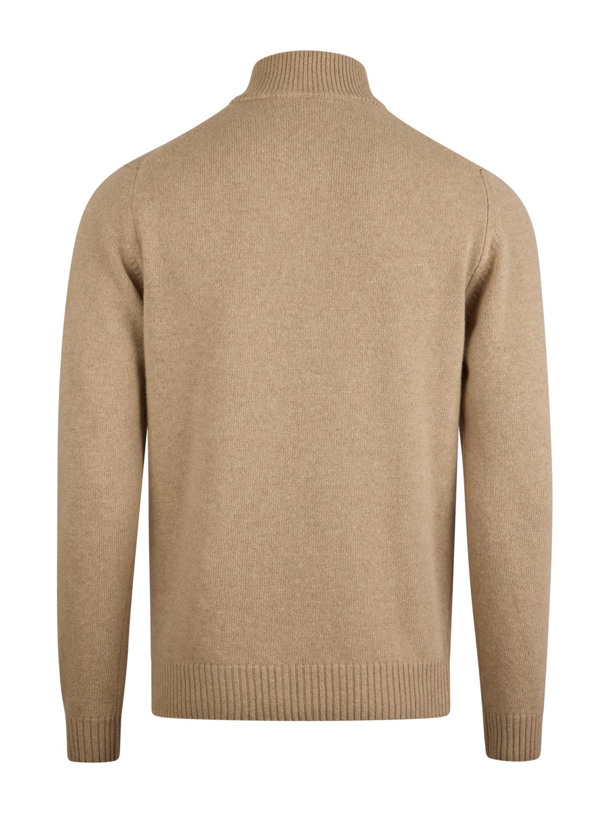 Pullover Knitted Half Zip Carded Merino Wool Beige