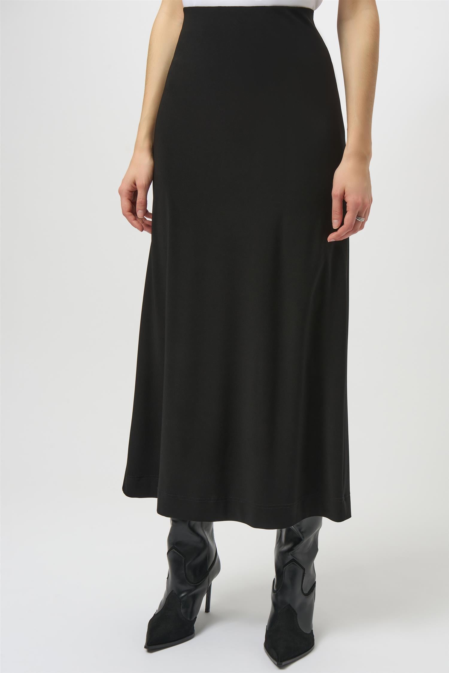 Silky Knit Pull-On Maxi Skirt Black