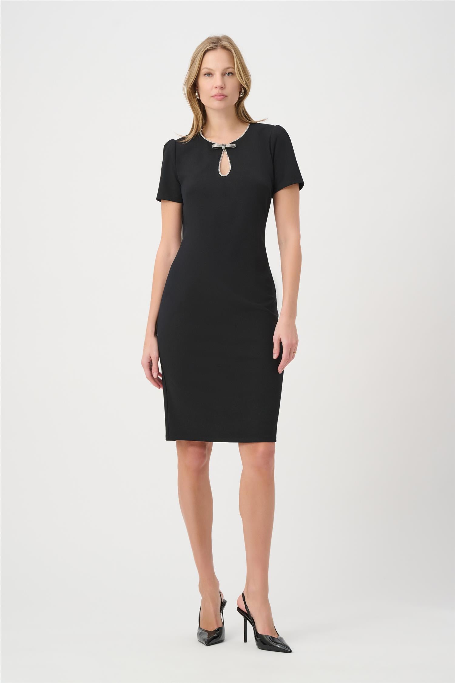 Embellished Bow Neckline Sheath Dress