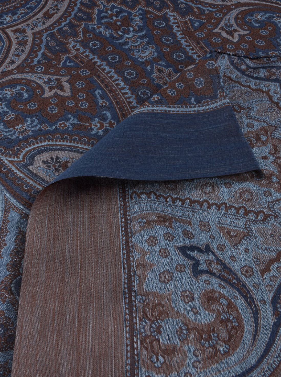 Navy pattern Wool & silk Scarf