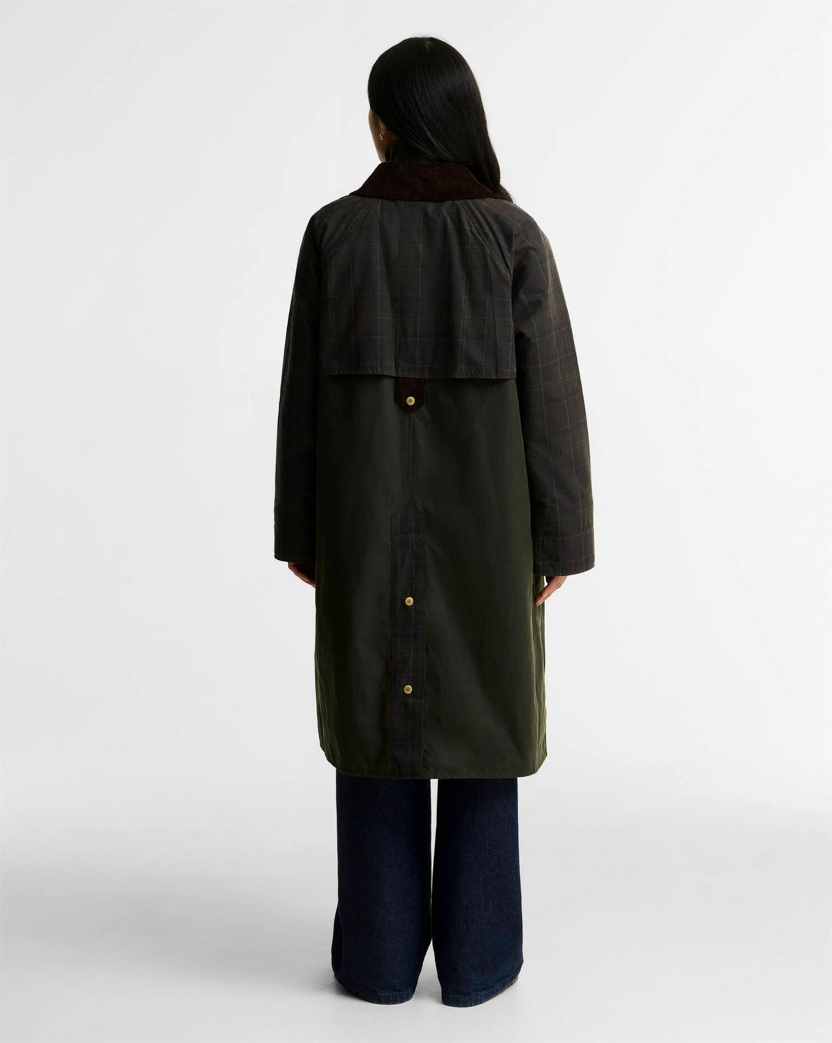 Checked Kirkless Wax Jacket Olive