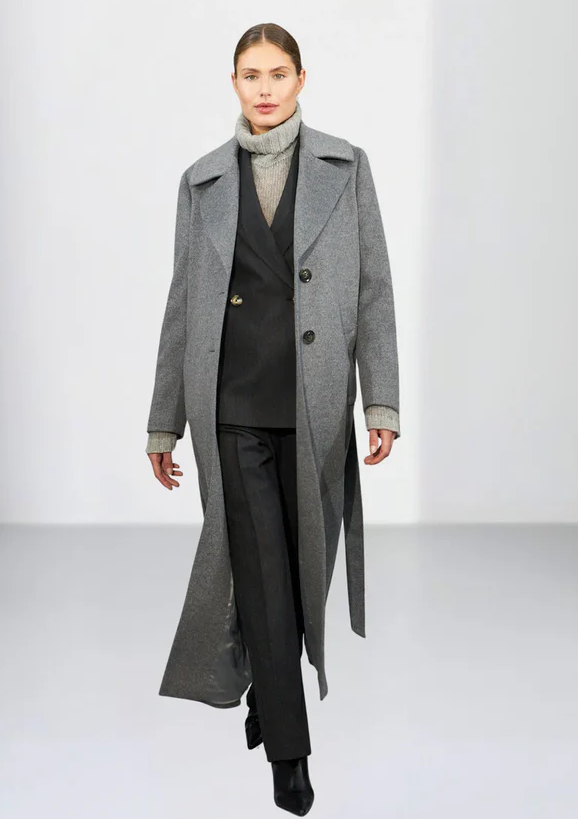 Cashmere Coat W Clareta Long Light Grey