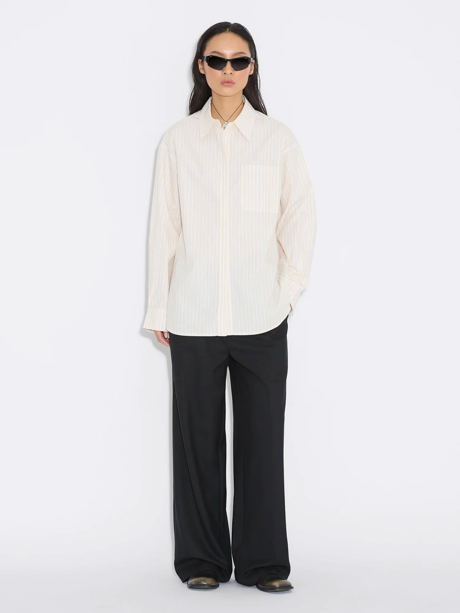 Loose Stripe Shirt Ecru Stripe