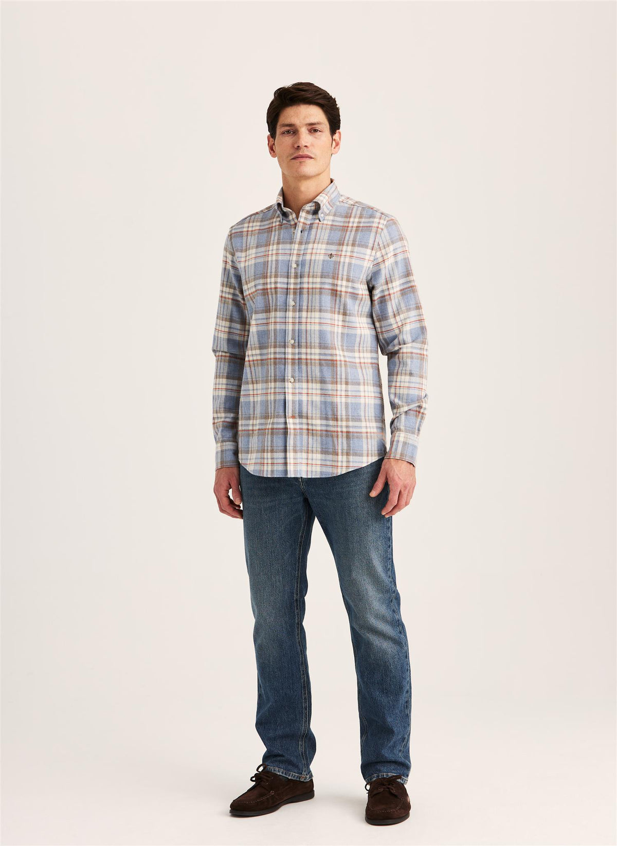 Happy Flannel Check Shirt-Classic Fit Blue