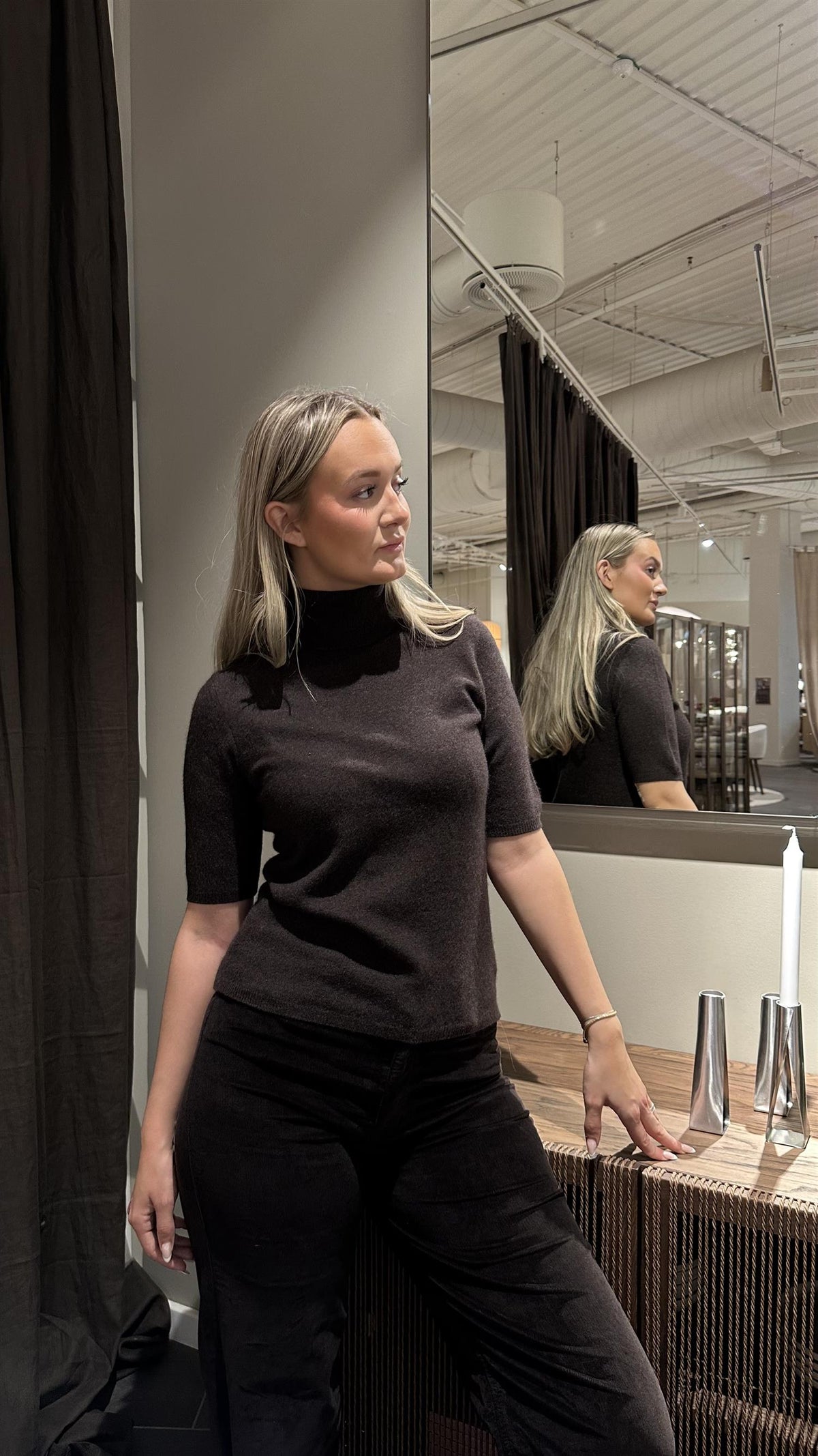 Cashmere Roll Neck Brown
