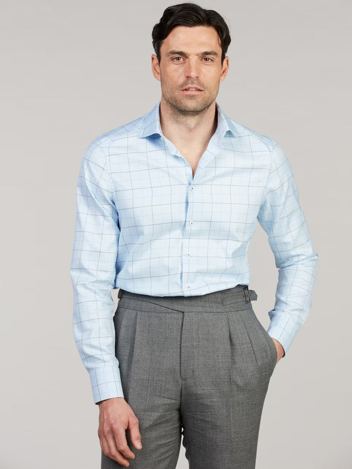 Light blue Checked Twill Regular Shirt