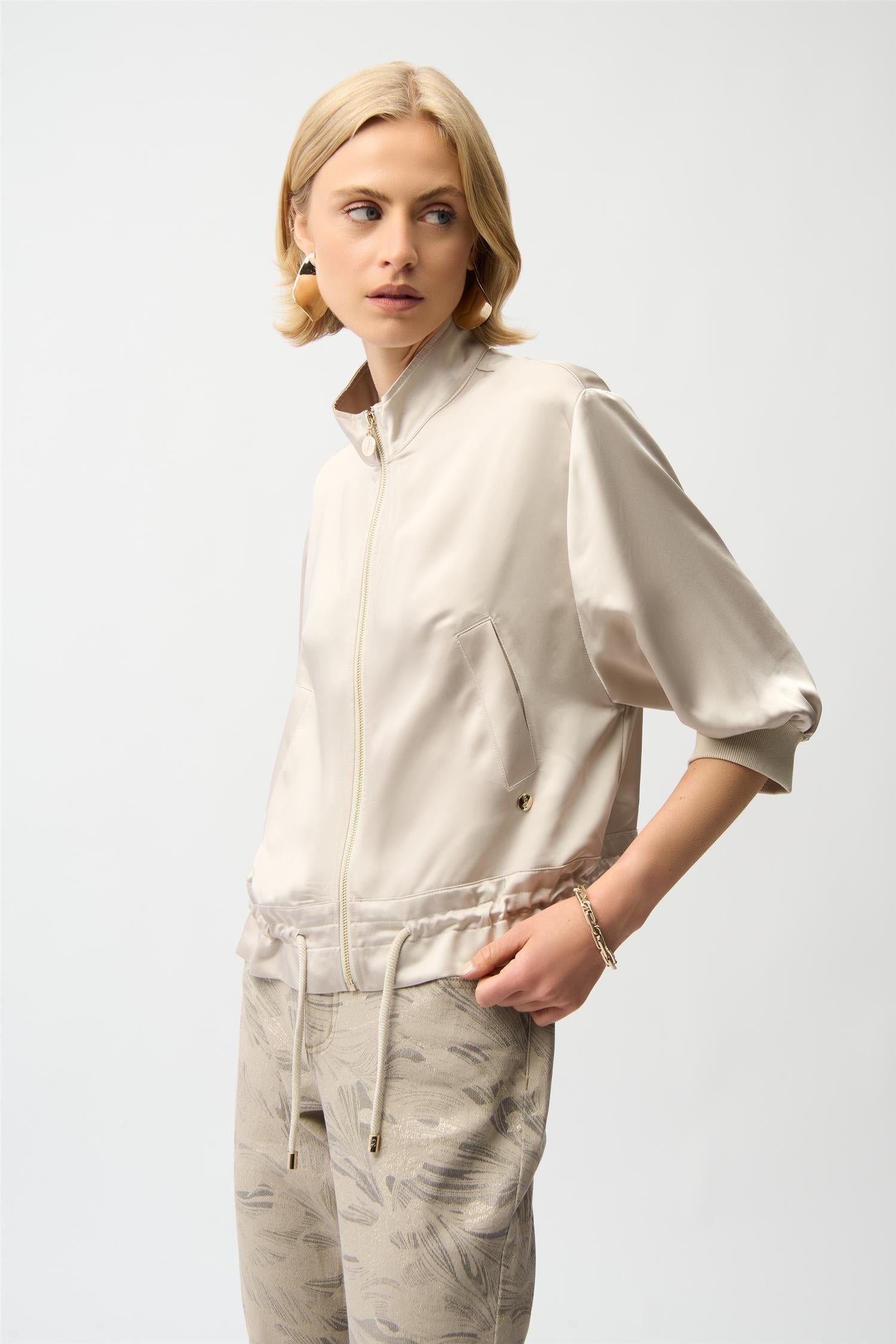 Satin Boxy Blouse Jacket Moonstone