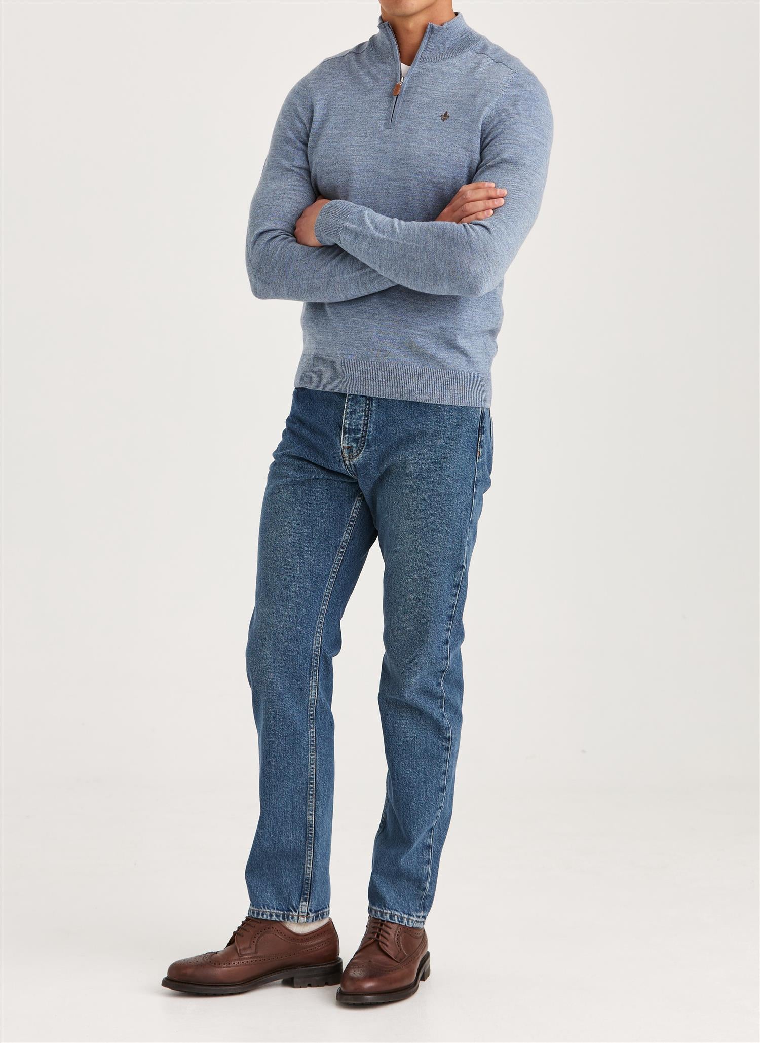 Merino John Zip - Blue
