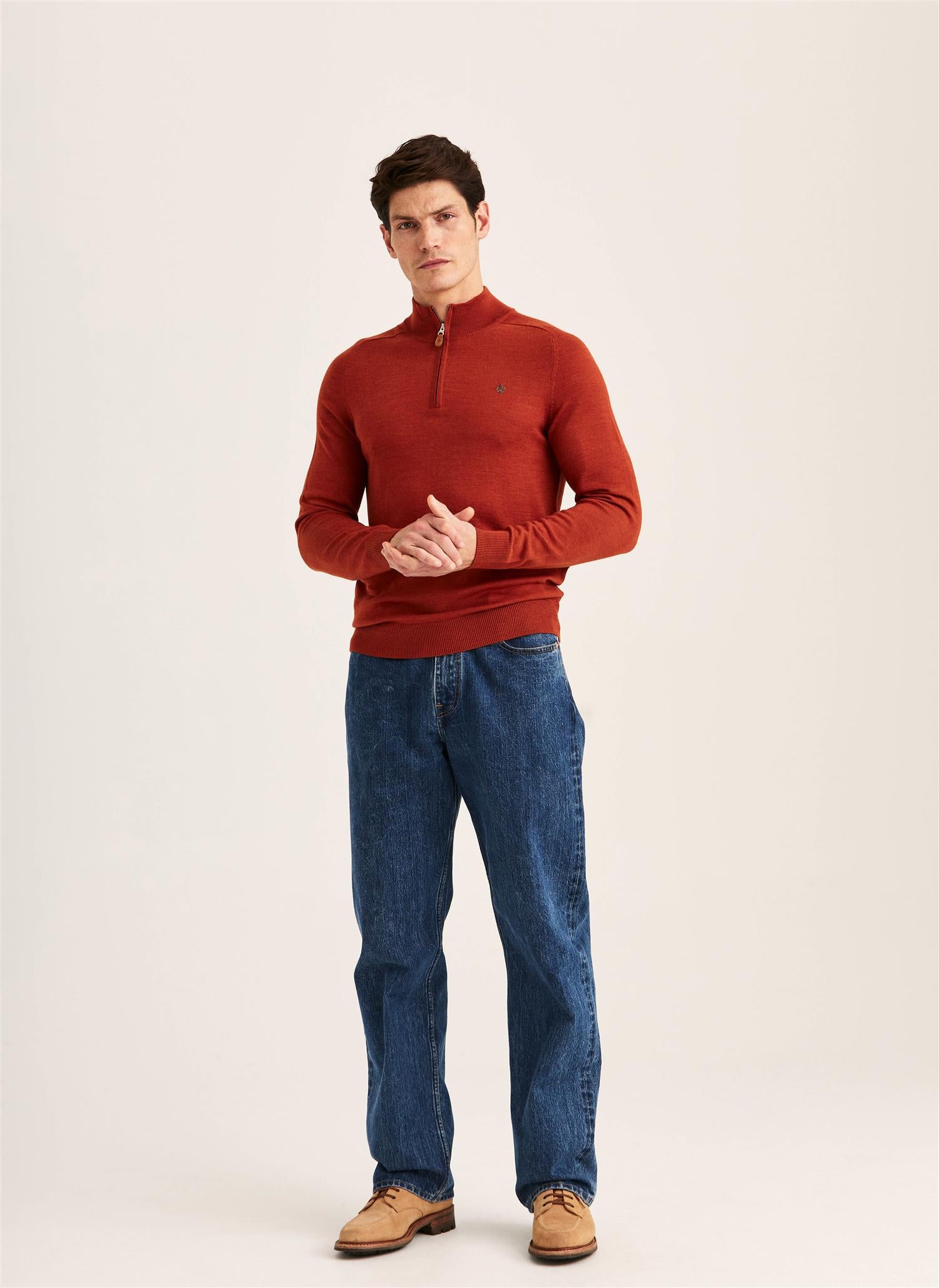 Merino John Zip AW26 Orange