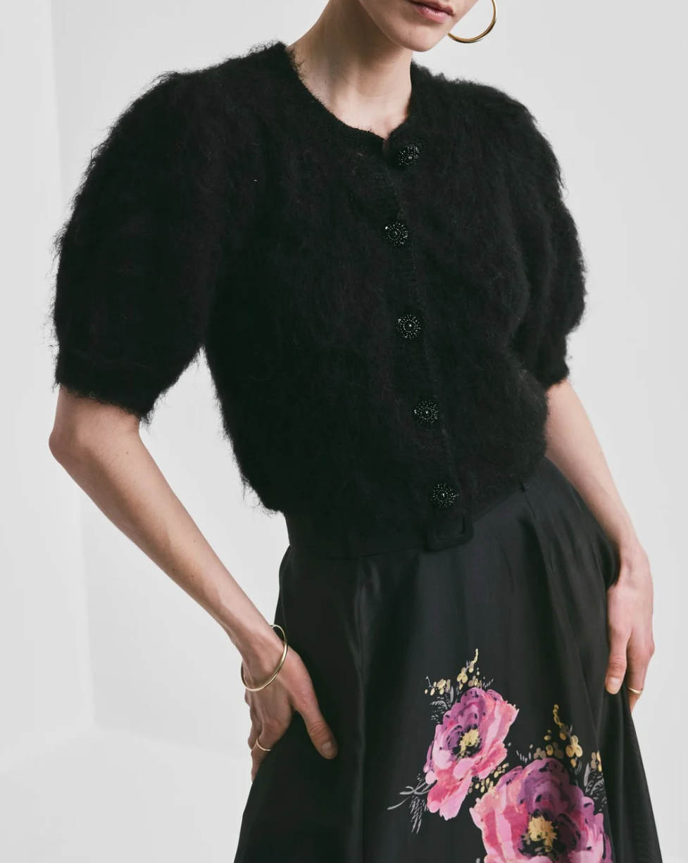 Hairy Knit Puffed Jacket PS26 Black