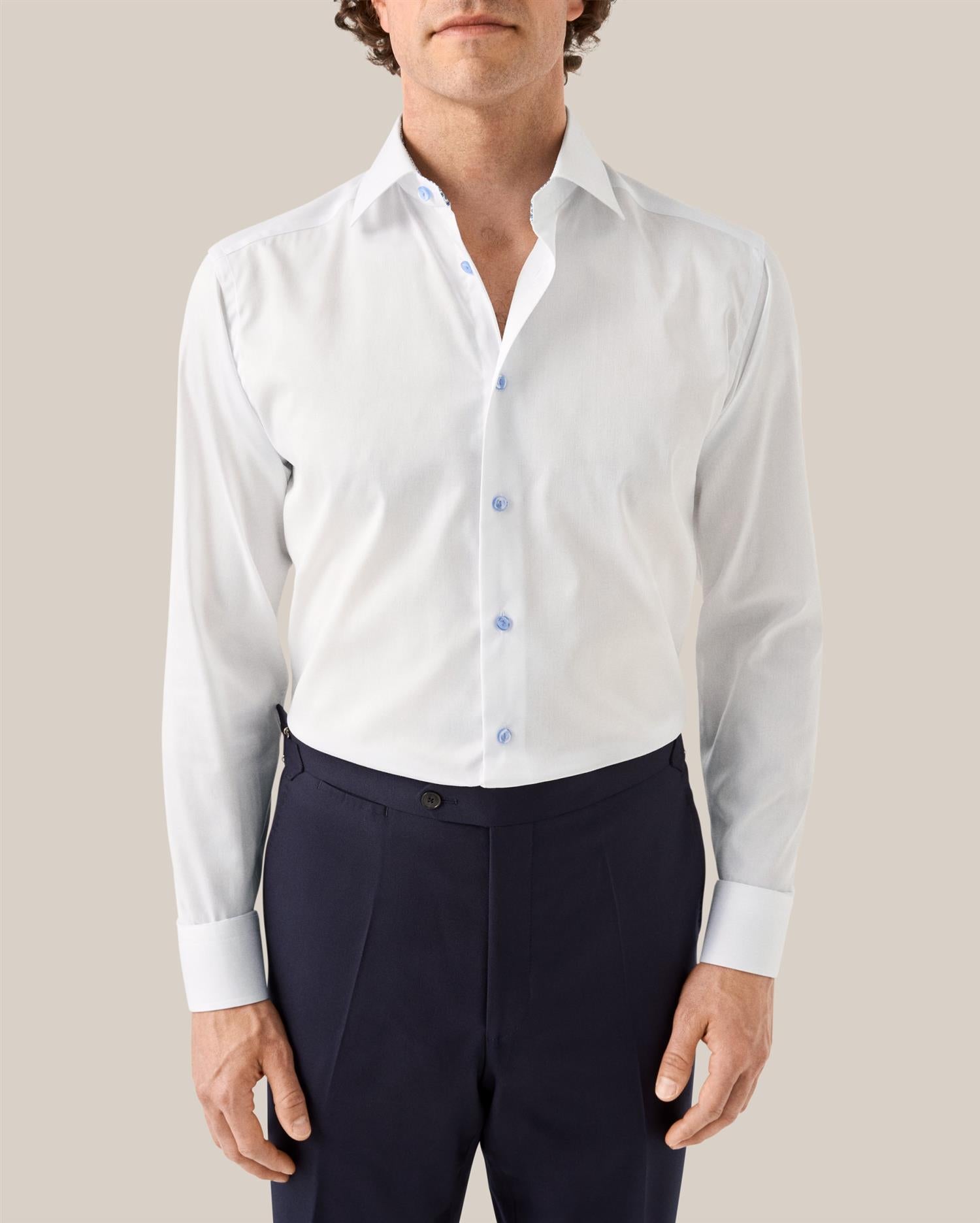 White Geometric Effect Signature Twill Contemporary Shirt AW24