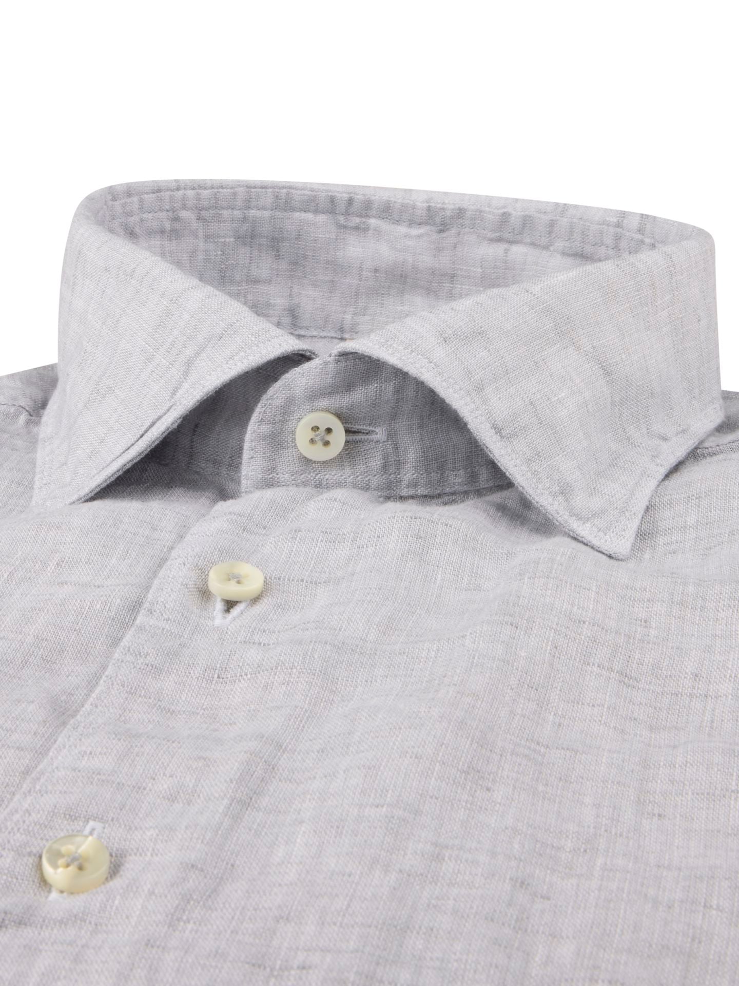 Regular Light Grey Linen Casual Shirt