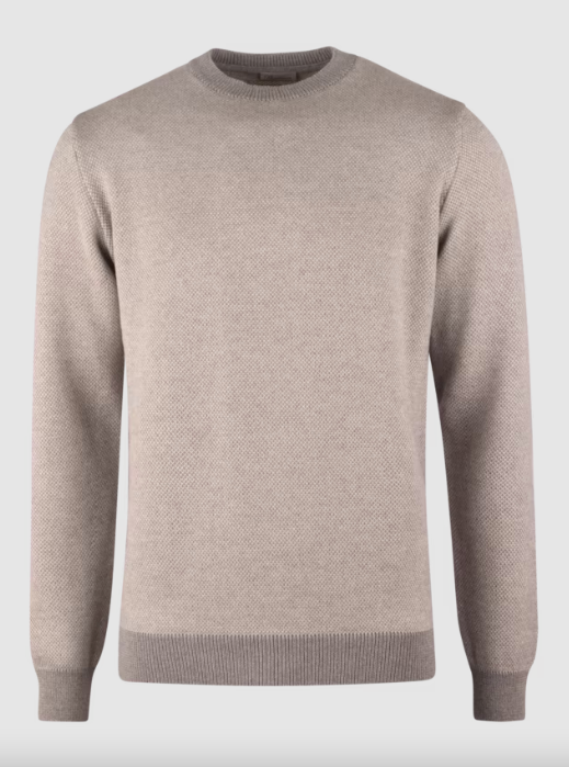 Sweater Knitted Crew Neck Patterned Merino Wool