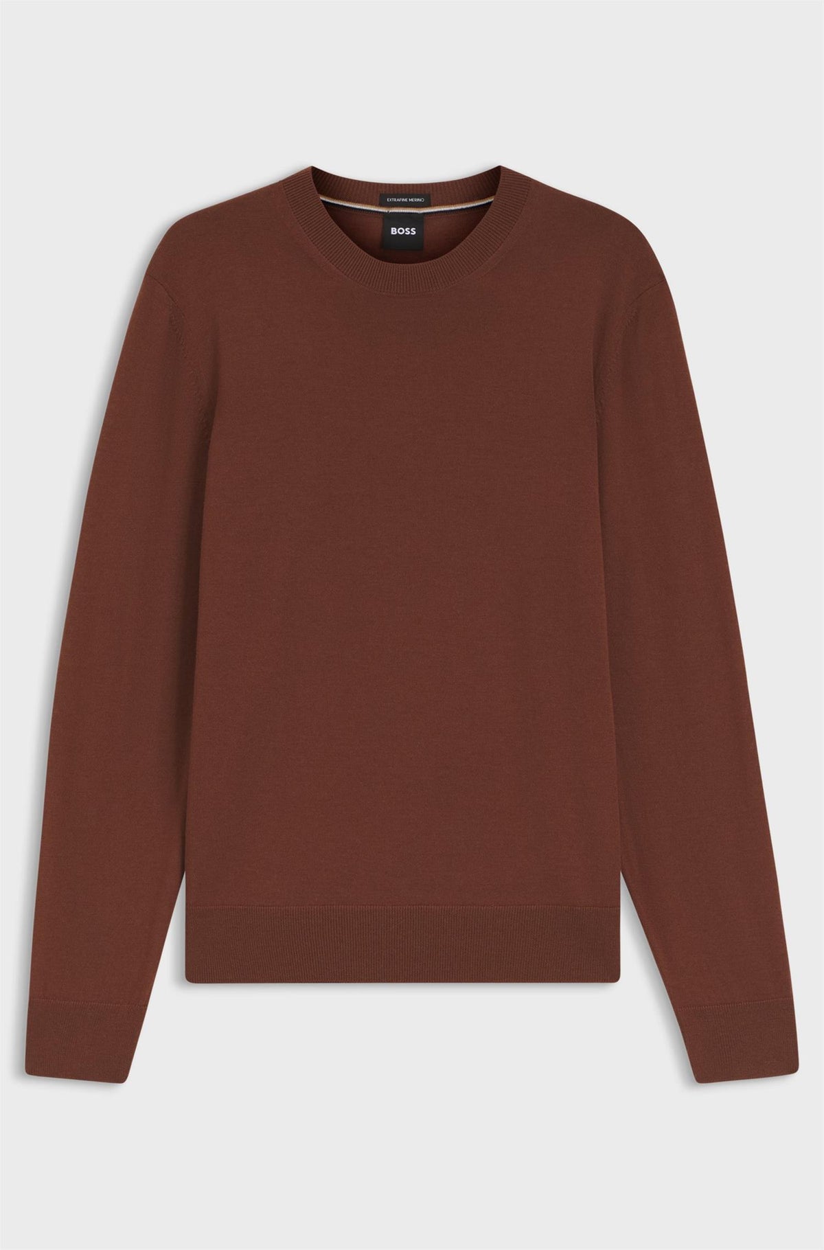 H-Leno Crew Neck Merino Wool Sweater Brown