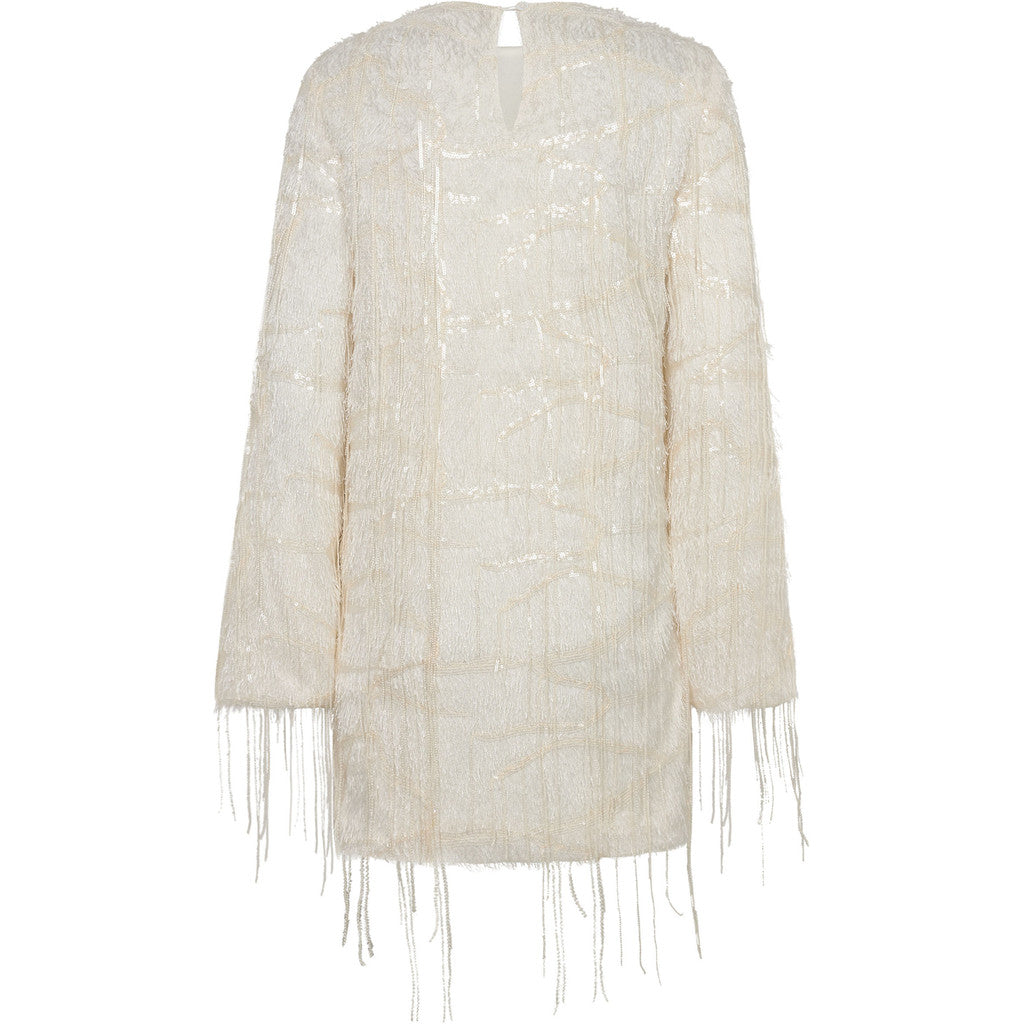 Sequin Fring Midi Dress Pearl