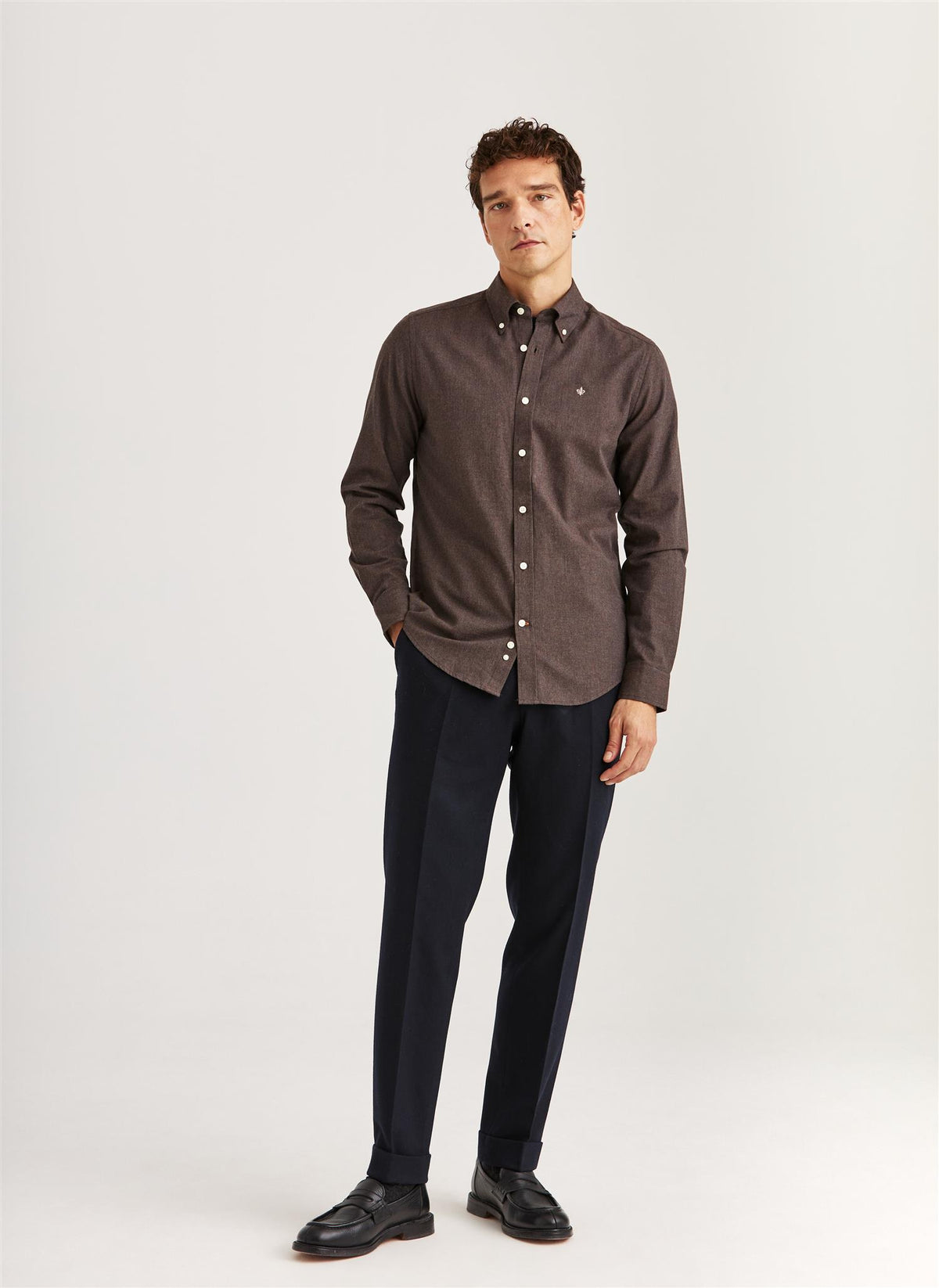Watts Flannel Shirt-Slim Fit Brown