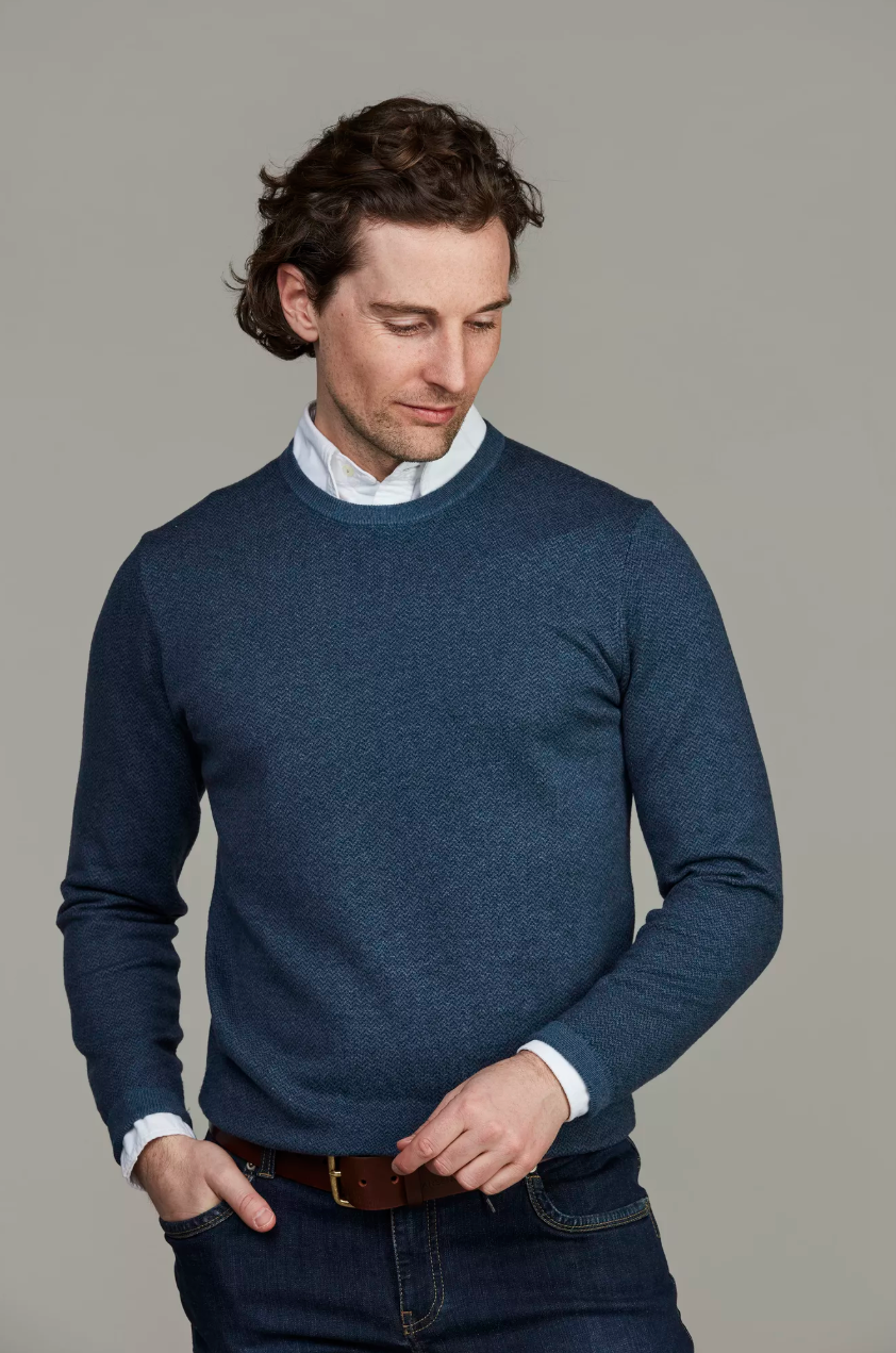 2Tone Herringbone Knit Blue