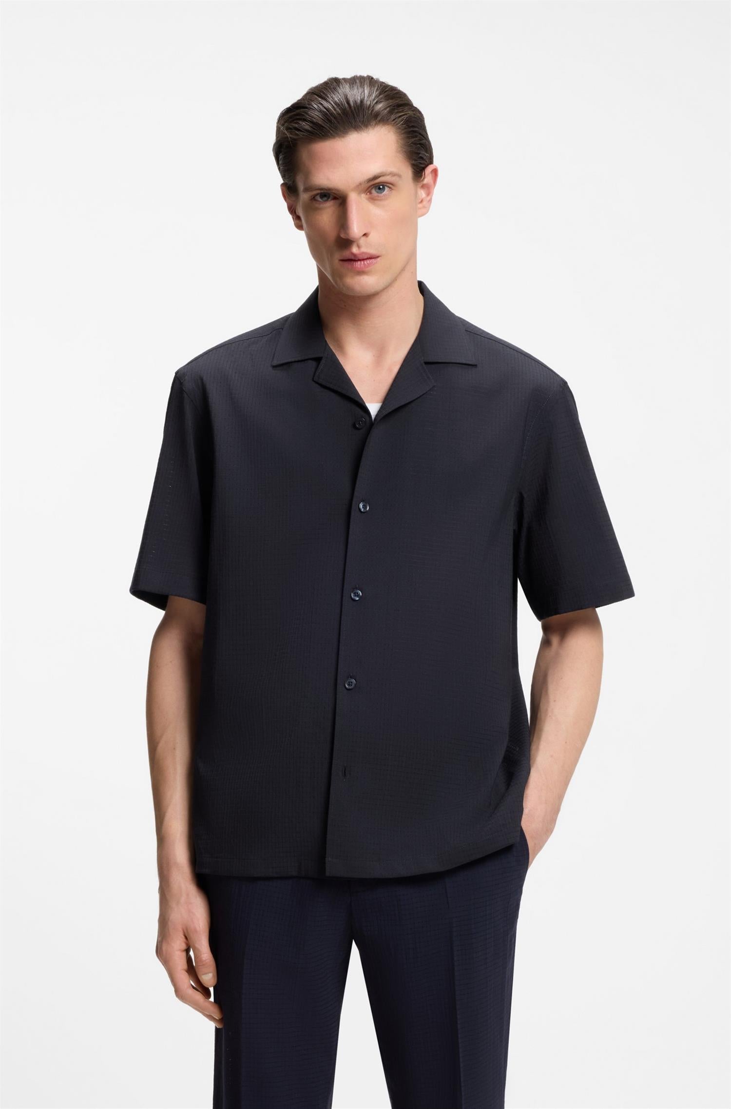 P-Lars Relaxed-fit shirt in wool-blend mesh