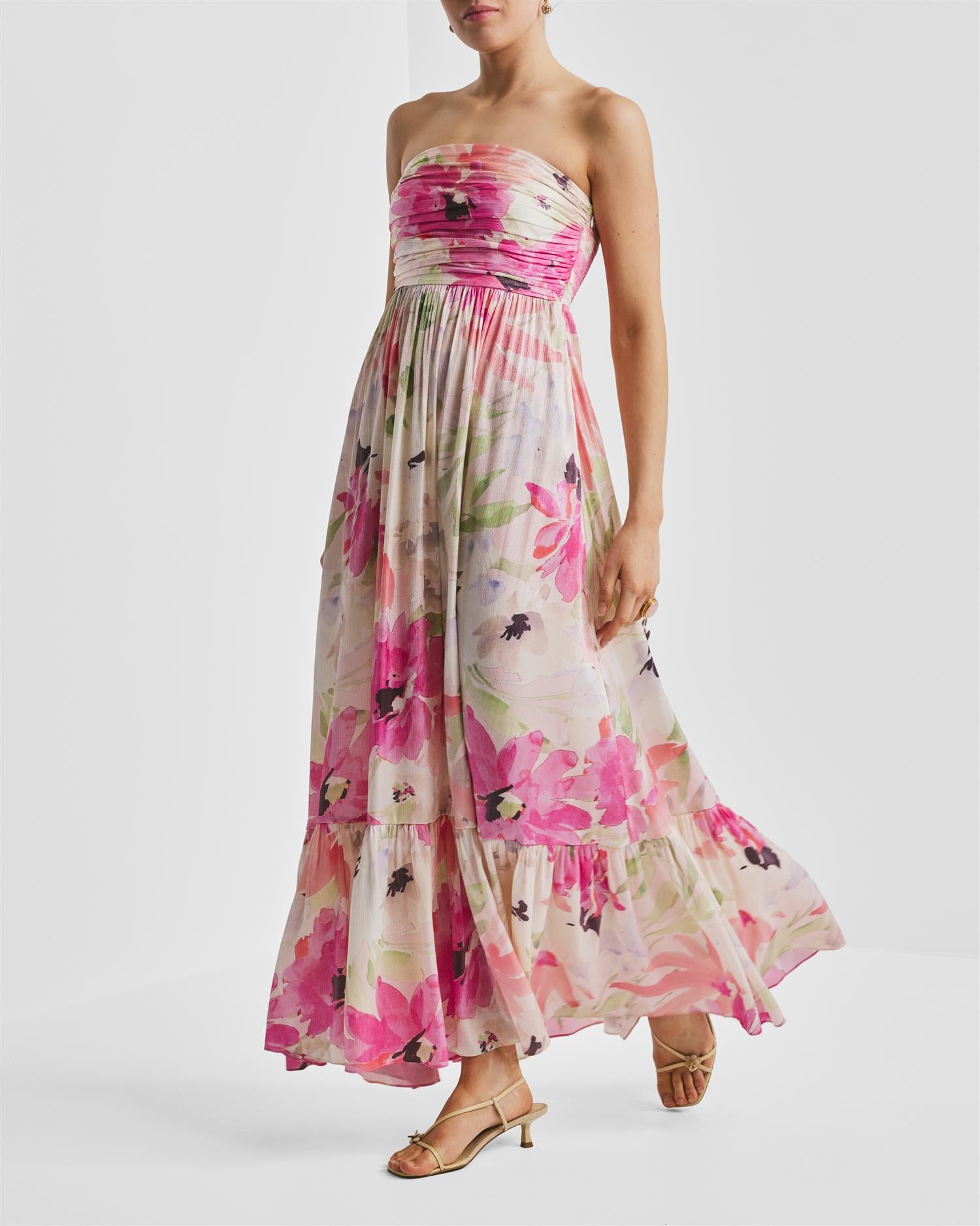 Shiny Bandeau Dress Soft Dew