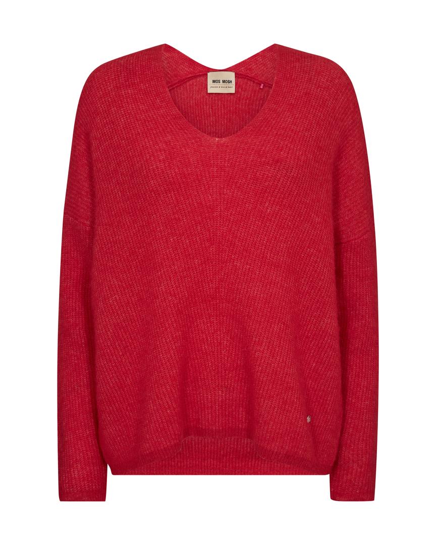 MMTHORA V-NECK KNIT-CHINESE RED
