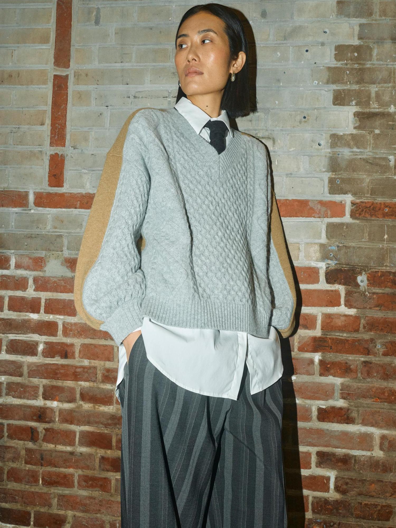MMBeth Ottili V-neck Knit Grey mel