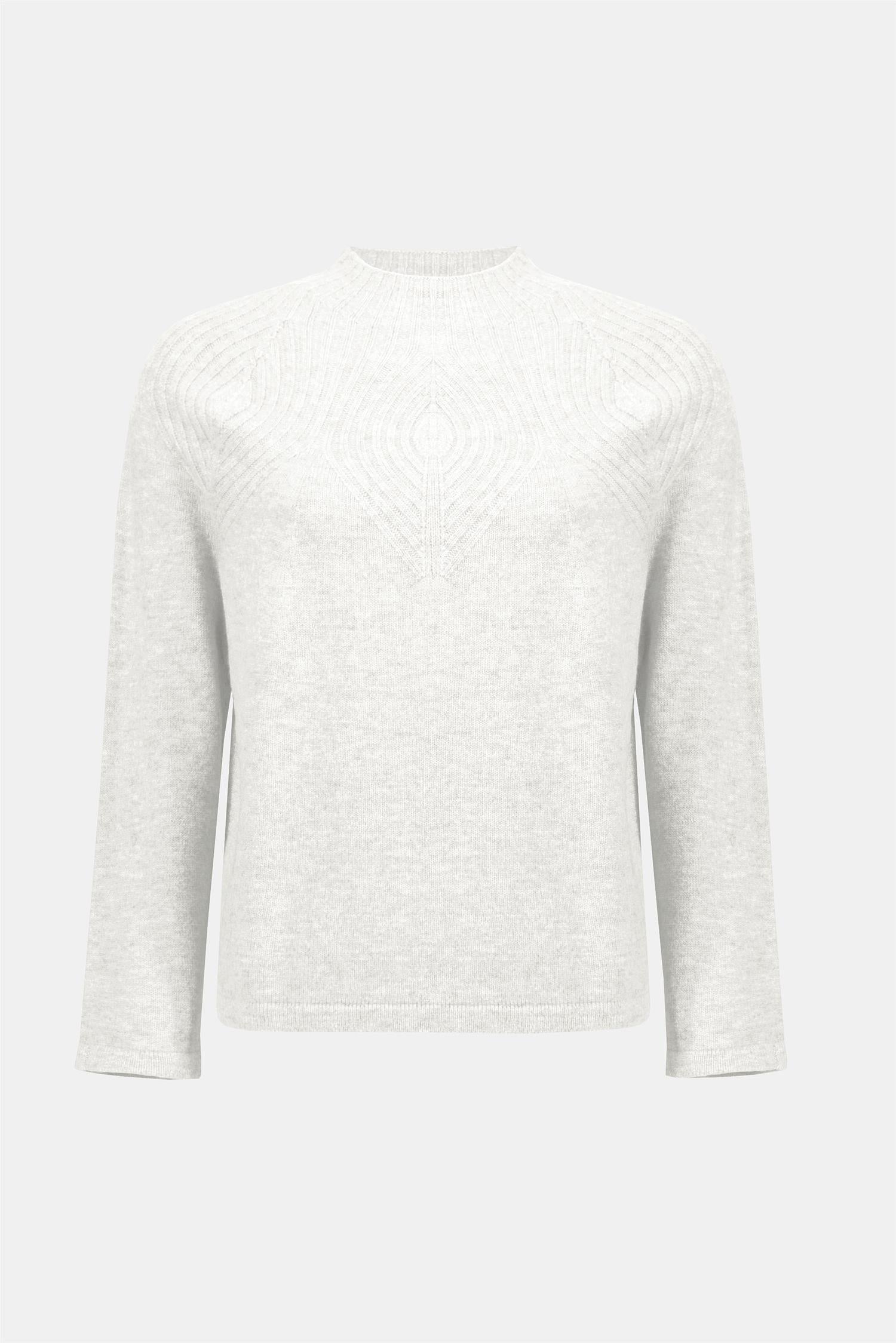 Wool Blend Sweater with Placement Stitch Winter White