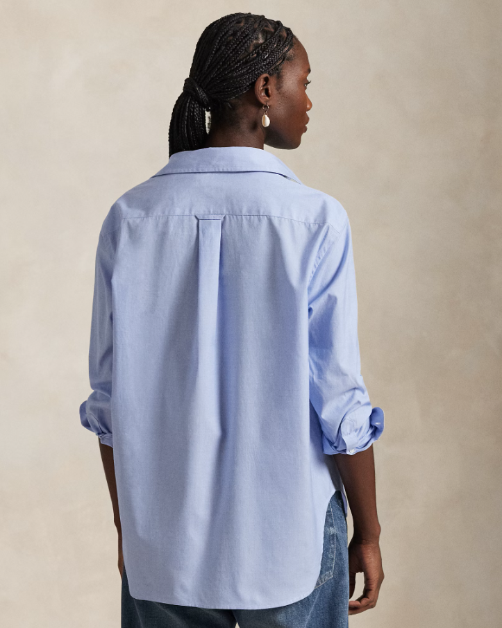 Oversized Fit Cotton Shirt Classic Medium Blue