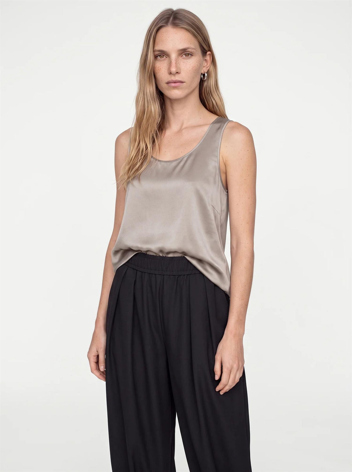 Mmastrid Silk Tank Top Mourning Dove