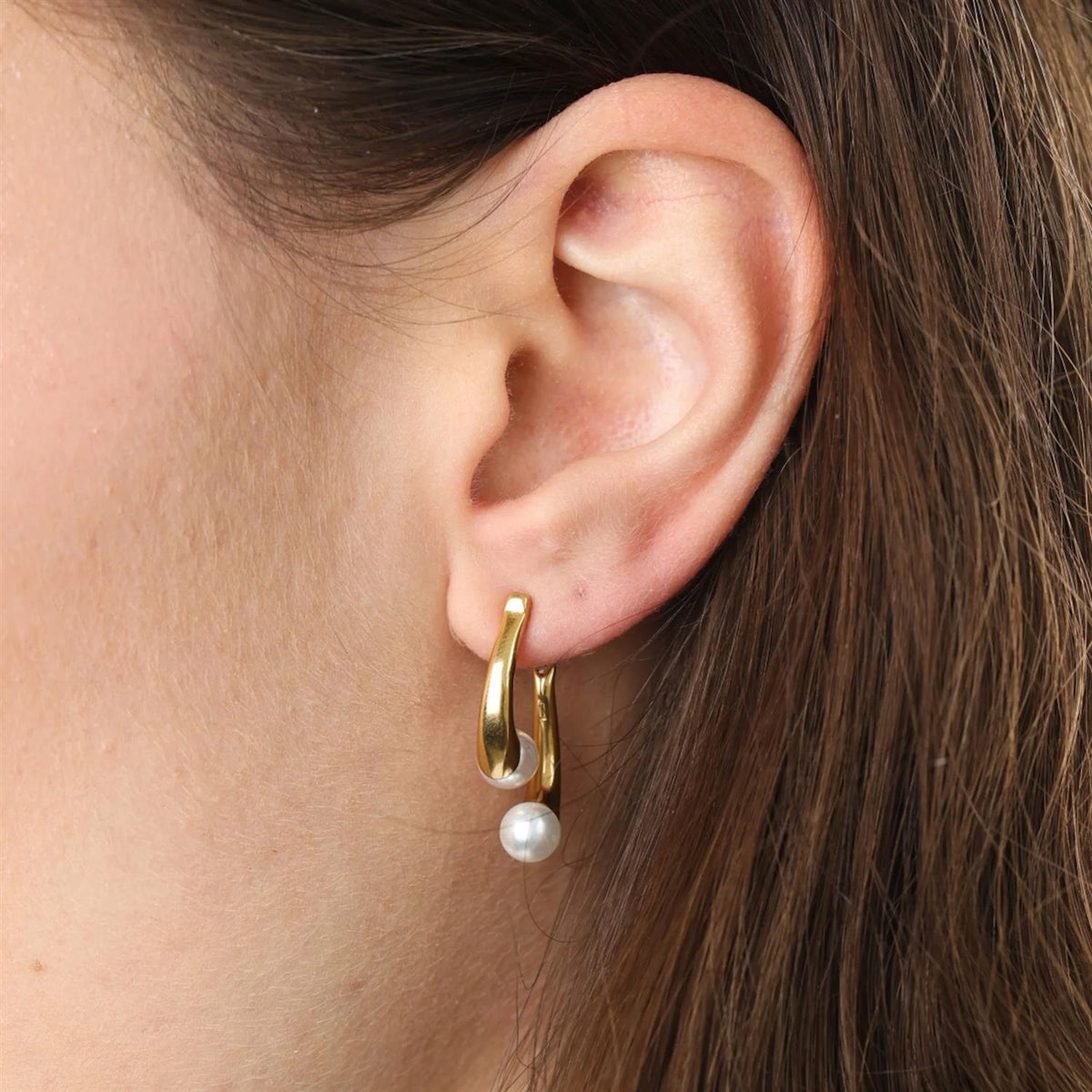 Abla - Pearl Stud Earrings Stainless Steel