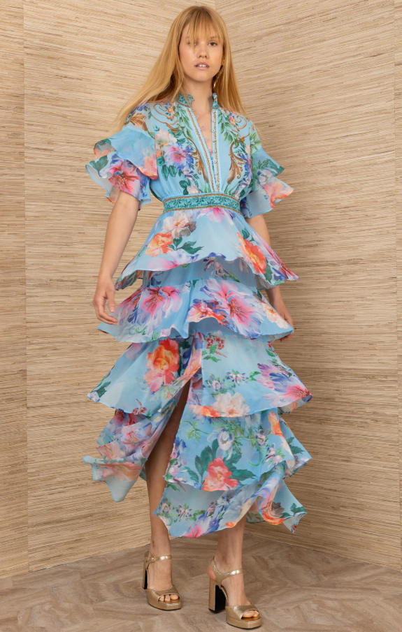 Itzayana Chiffon Maxi Dress Blue