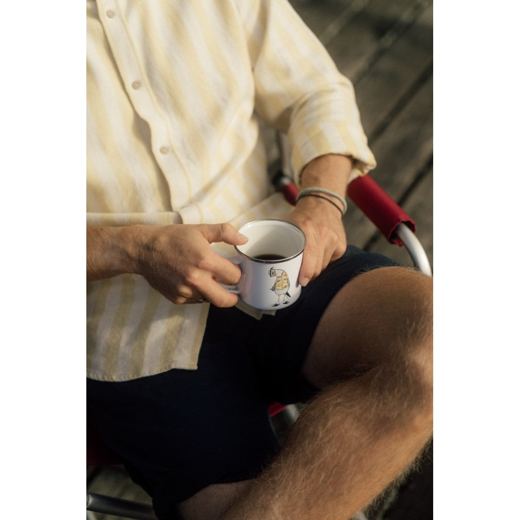 Flipping The Bird Enamel Mug White