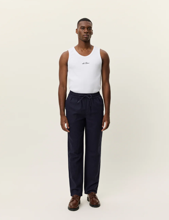 Patrick Linen Pants Dark Navy