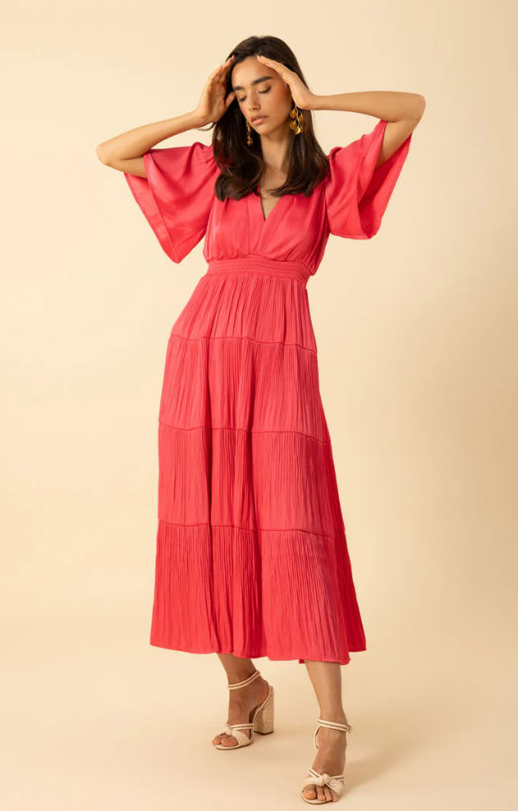 Angie Solid Long Dress Pink