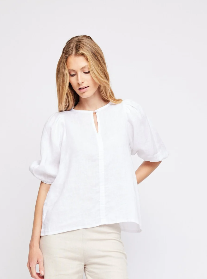 Anna linen top white