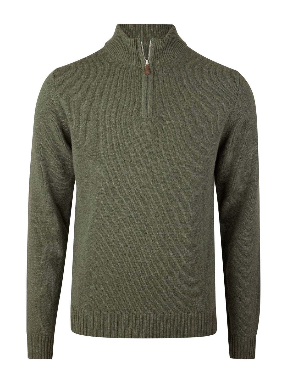 Pullover Knitted Half Zip Carded Merino Wool Green