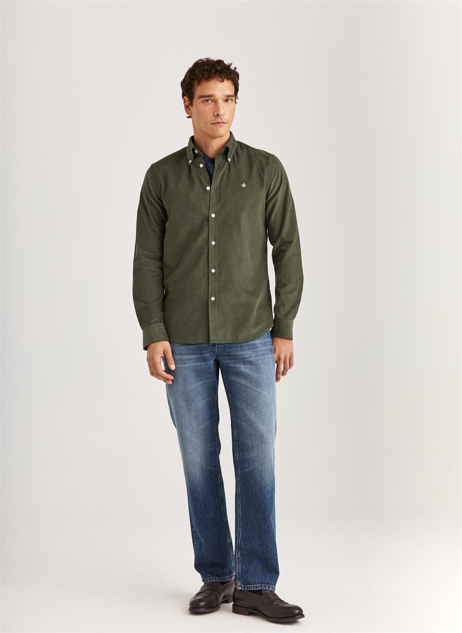 Douglas Cord Shirt-Slim Fit Olive
