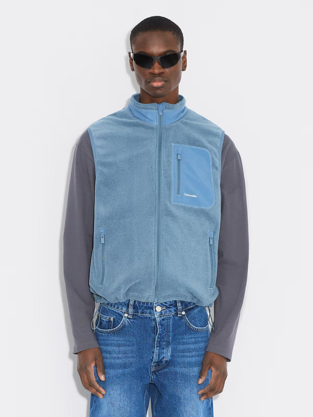 Regular Fleece Vest Dusty Blue