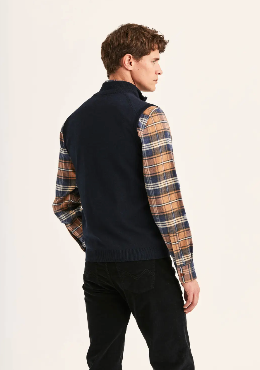 Merino Zip Vest Navy