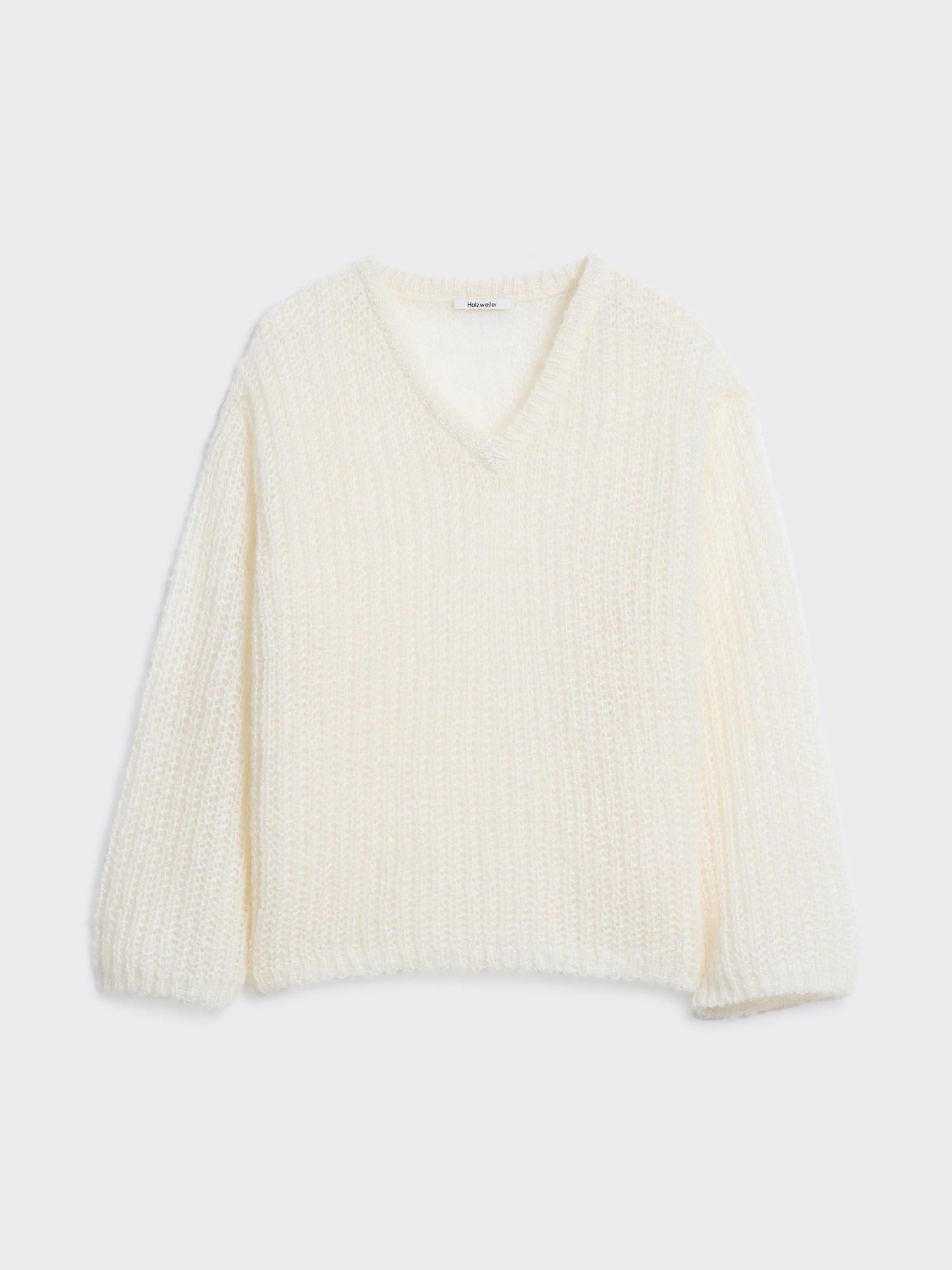 Boxy Mohair V-Neck Ecru