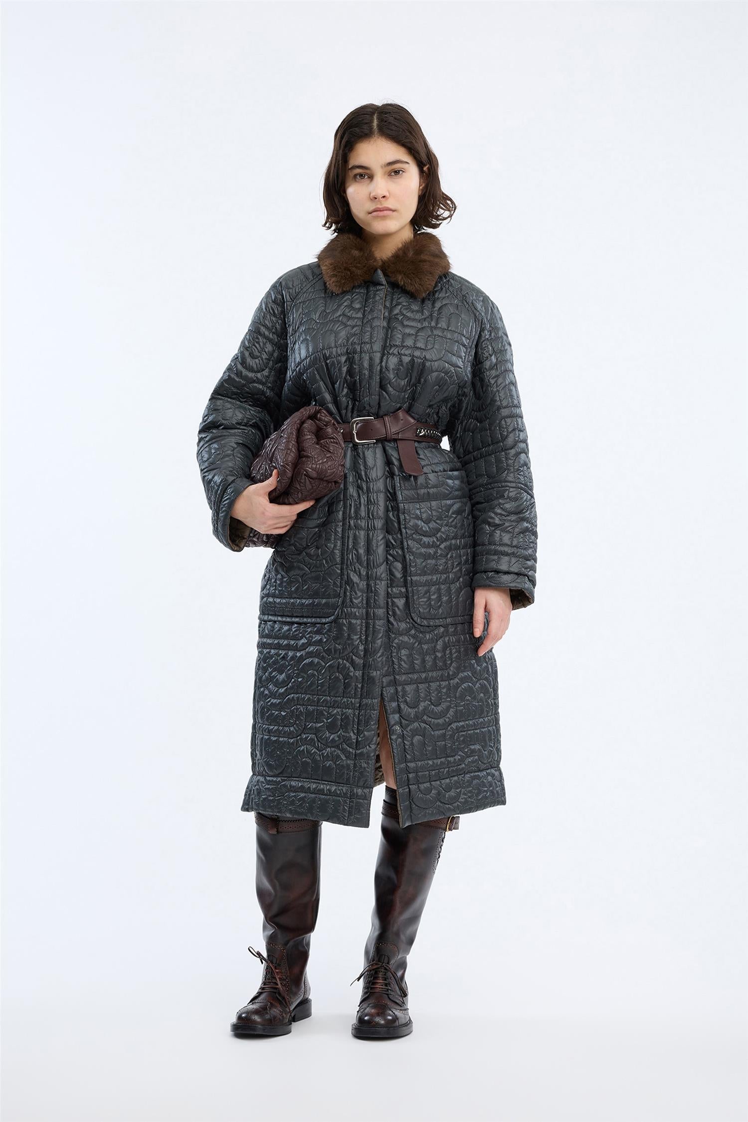 Verger Qilted Coat Mix Charco