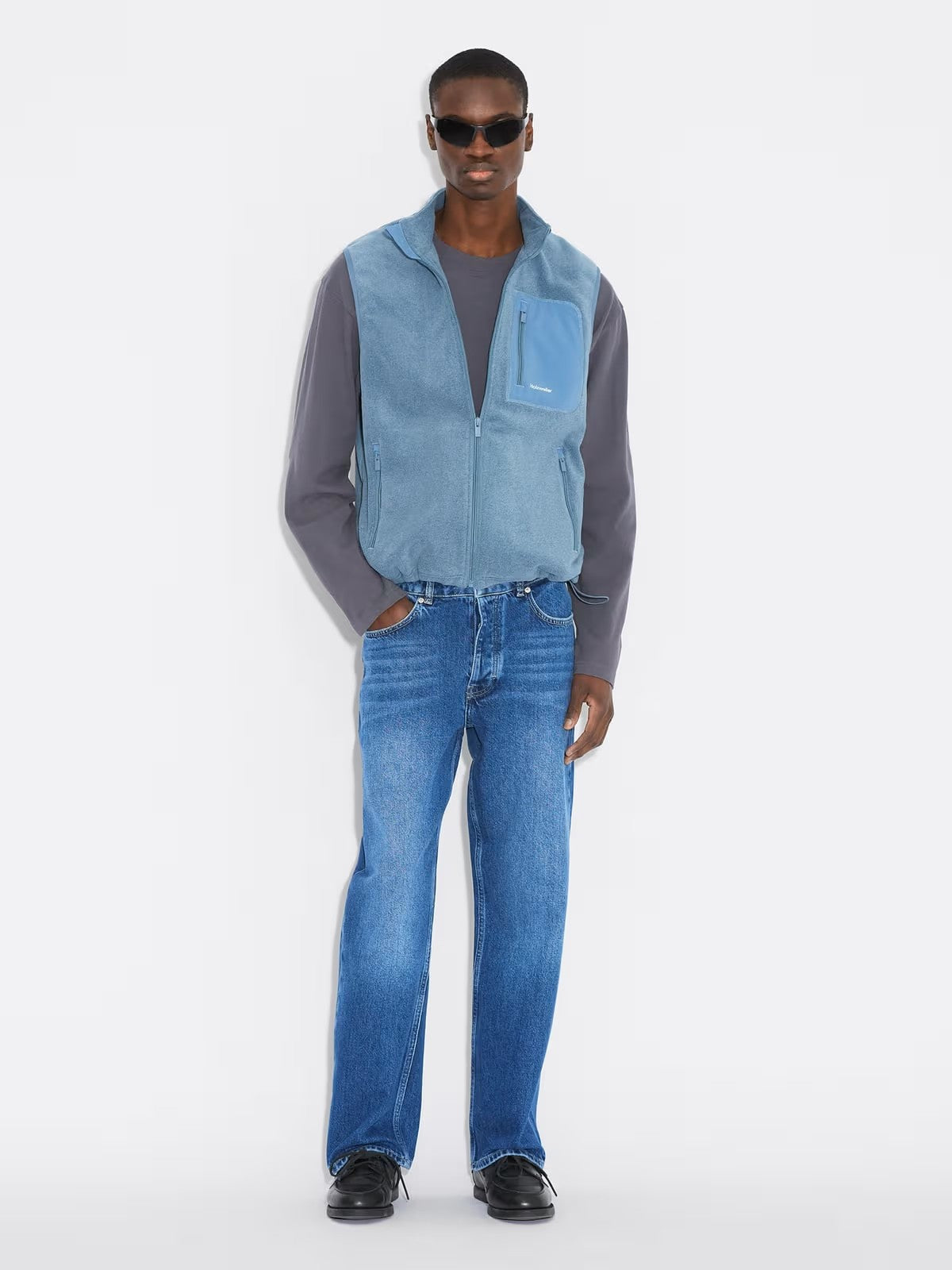 Regular Fleece Vest Dusty Blue