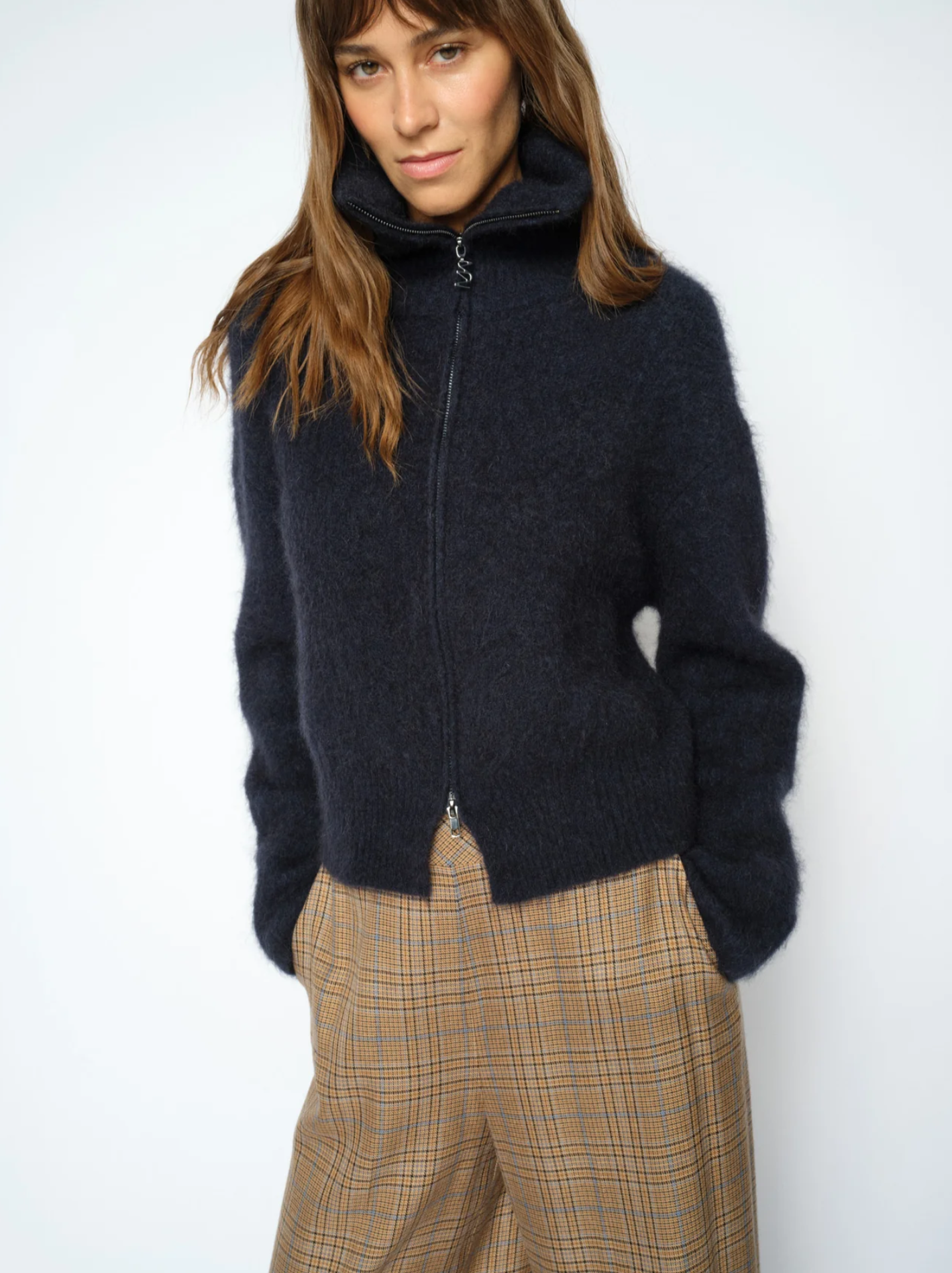 Mmhulda Knit Zip Cardigan Salute Navy