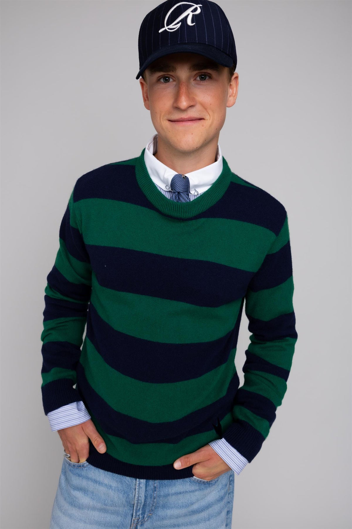 Timothee Crew Stripe Navy / Green