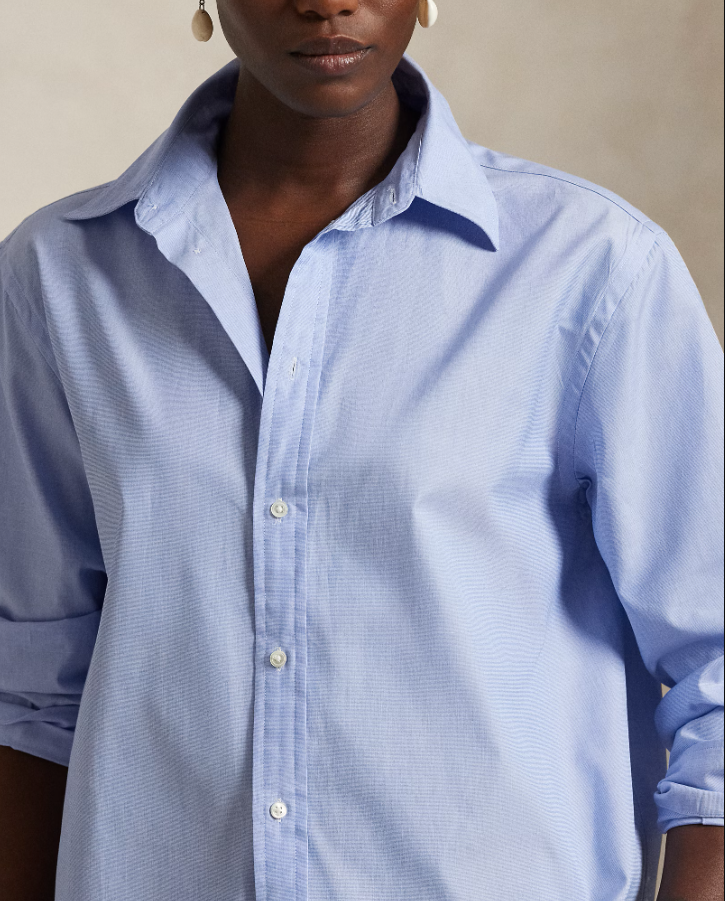 Oversized Fit Cotton Shirt Classic Medium Blue