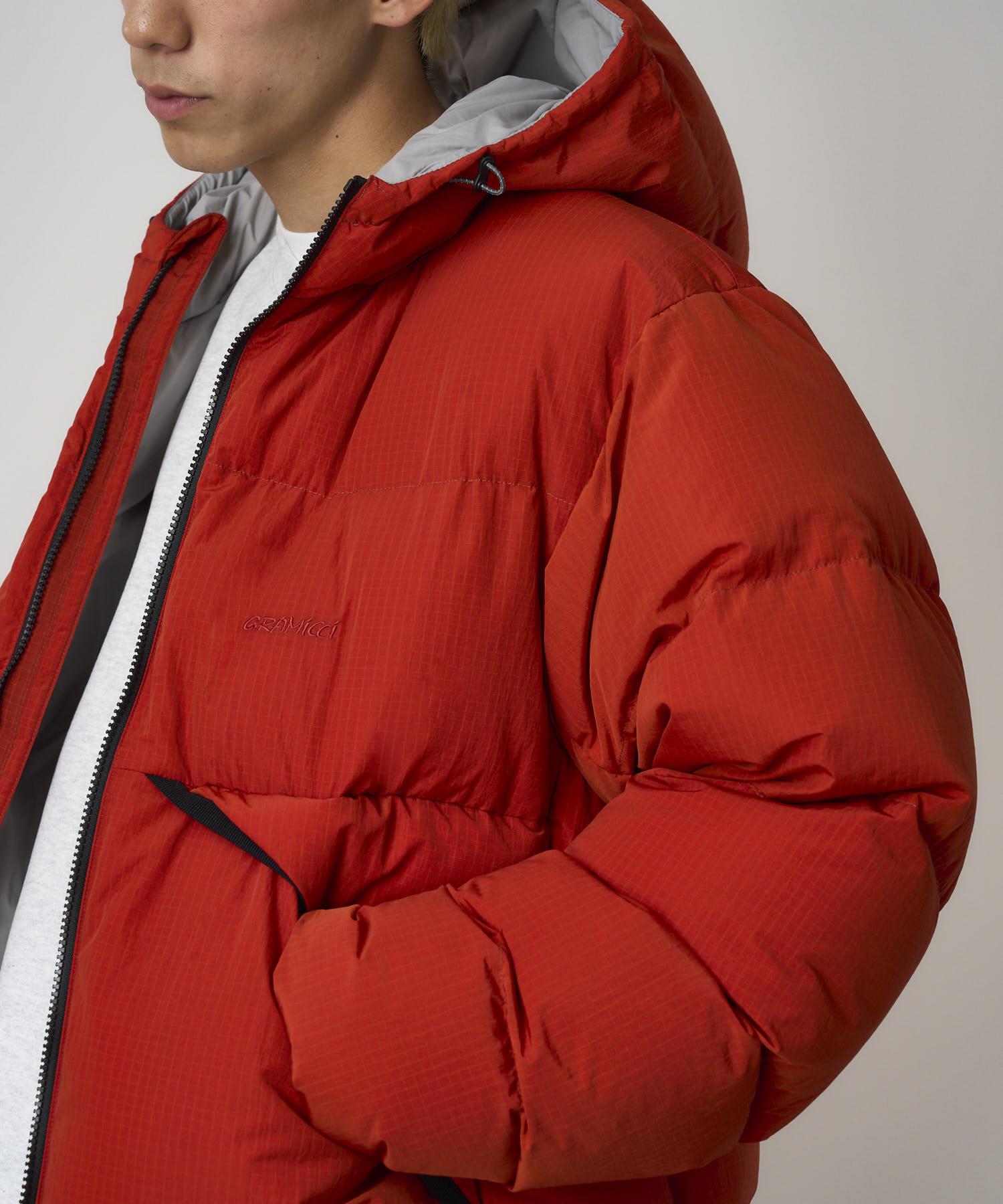 Down Puffer Hooded Jacket Burnt Red